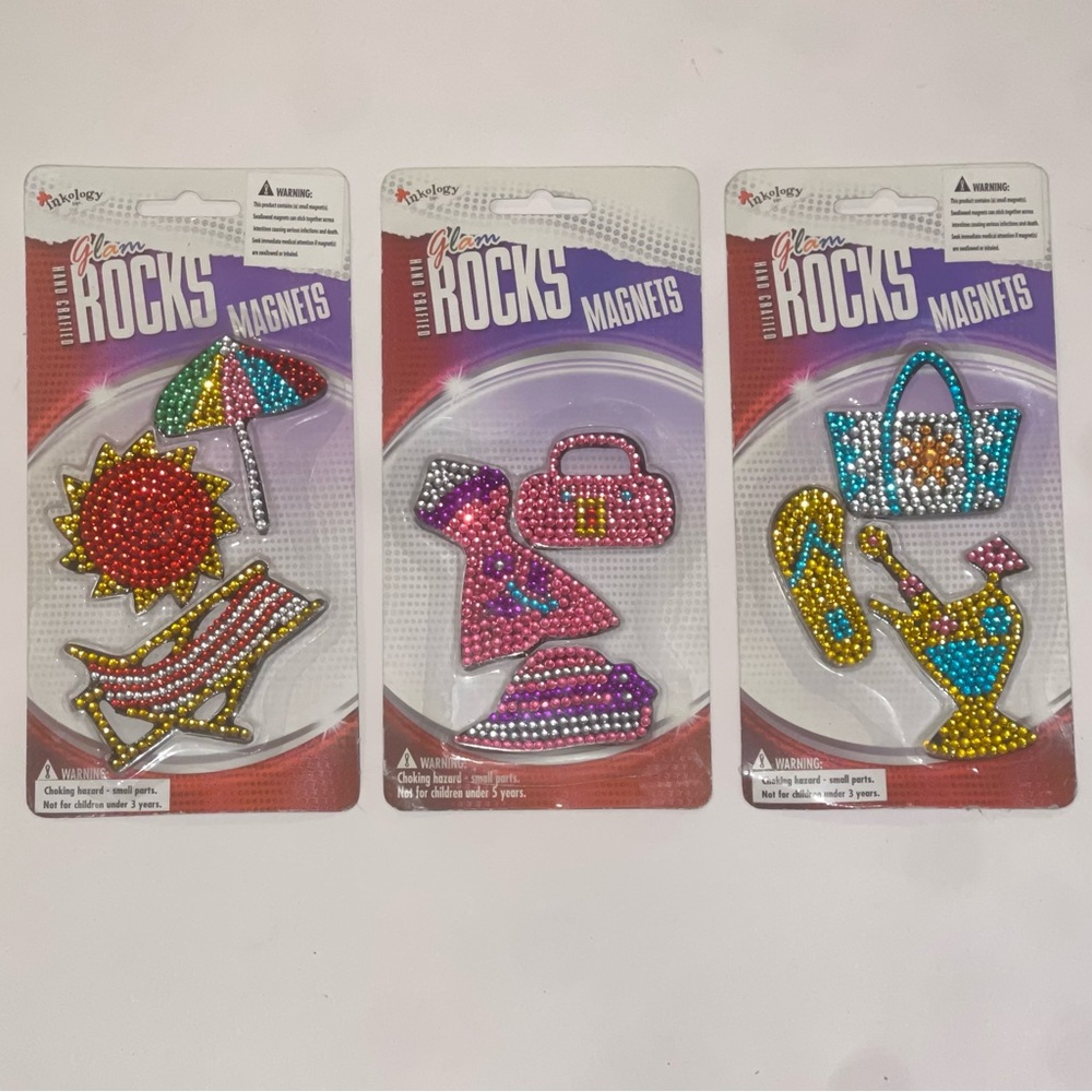 Inkology 3 Packages Glam Rocks Magnetic Summer Fun Magnets